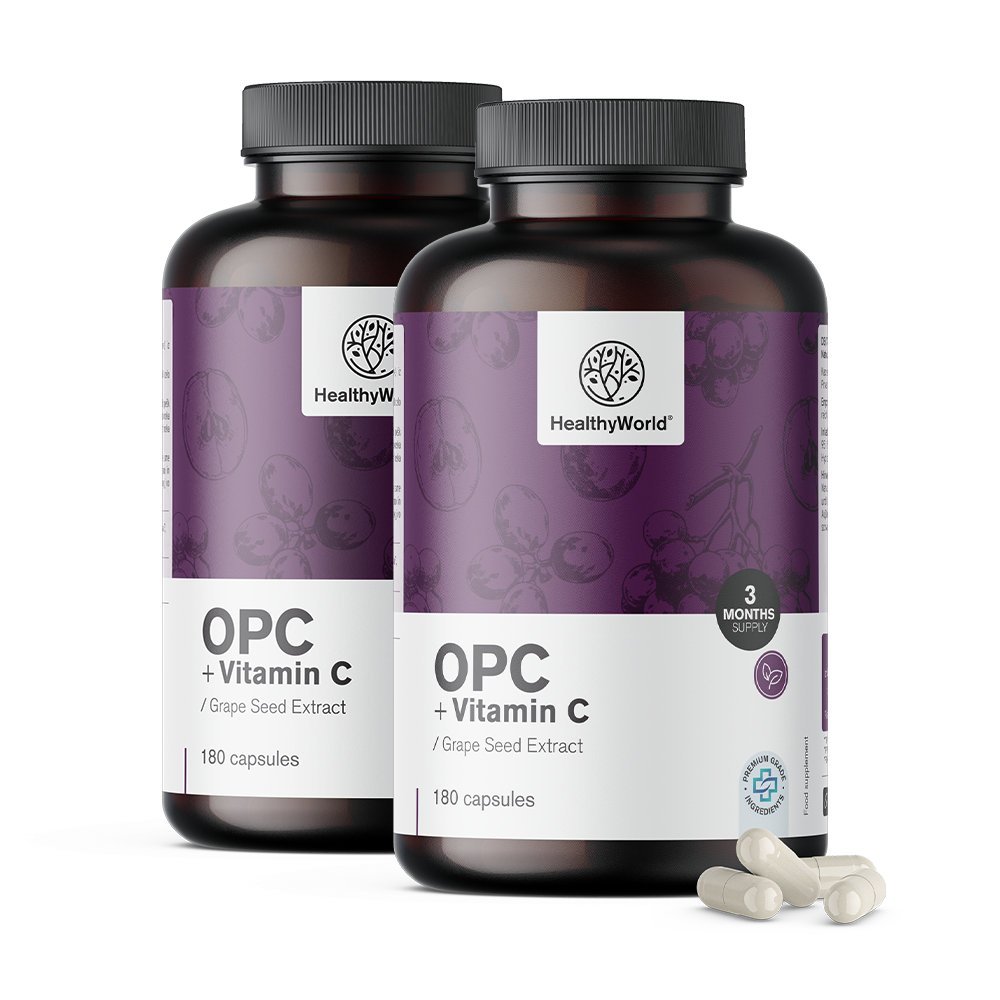 OPC + vitamín C vo forme kapsúl.