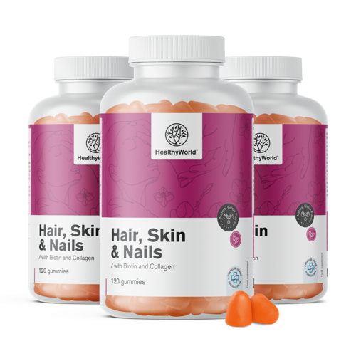 3x Hair, Skin & Nails – Gumíky na vlasy, pokožku a nechty, spolu 360 gumíkov