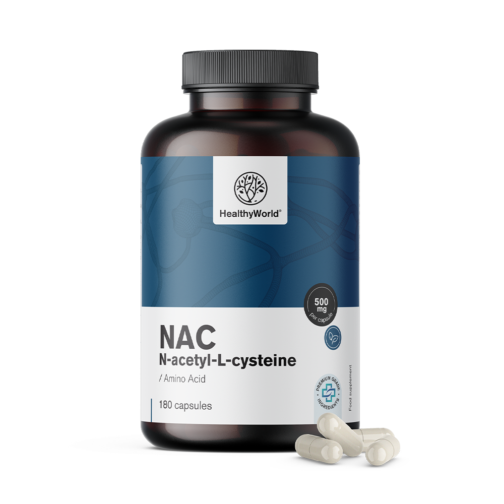 N-acetylcysteine alebo NAC vo forme kapsúl.