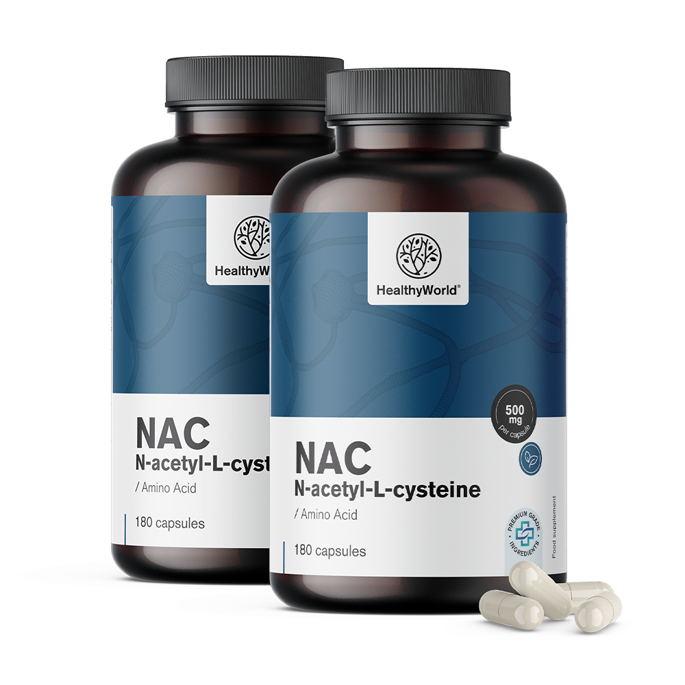 N-acetylcysteine alebo NAC vo forme kapsúl.