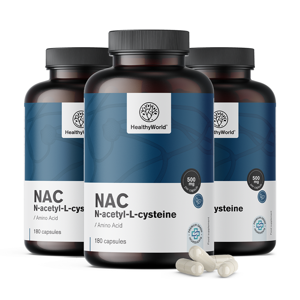 N-acetylcysteine alebo NAC vo forme kapsúl.