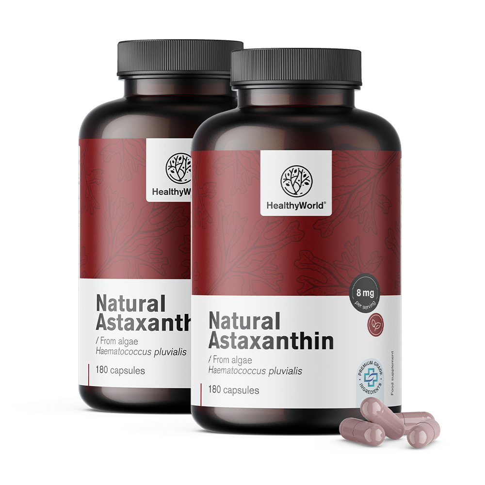 Prírodný astaxantín 8 mg vo forme kapsúl.