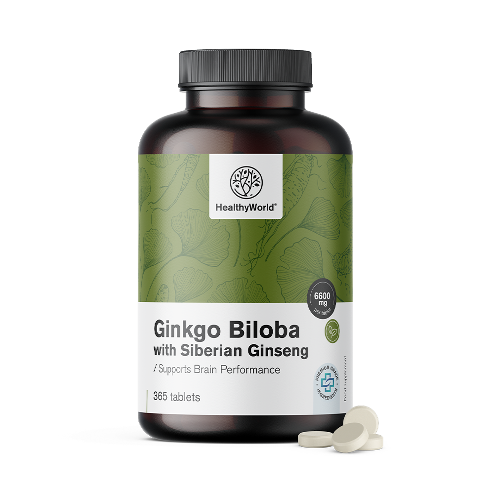 Ginko biloba so sibirským ženšenom vo formě tabliet.