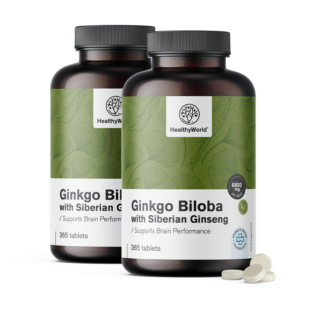 Ginko biloba so sibirským ženšenom vo formě tabliet.