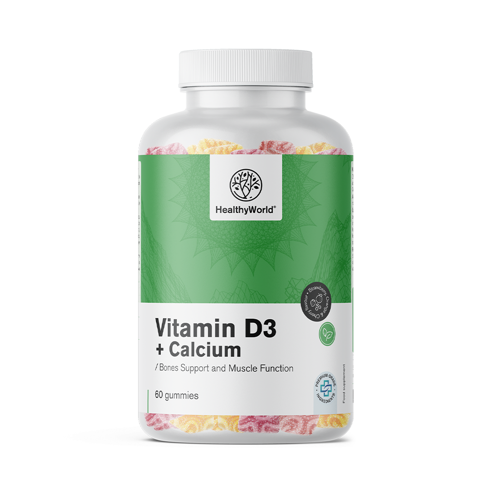 Vitamín D3 + Vápnik v želéových cukríkoch.