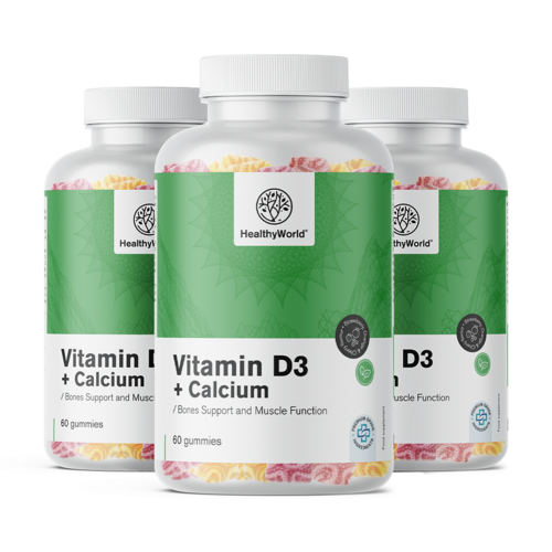 3x Vitamín D3 + Vápnik, spolu 180 gumíkov