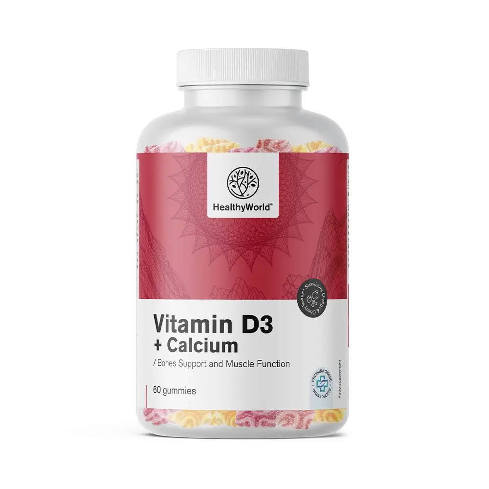 Vitamín D3 + Vápnik v želéových cukríkoch.