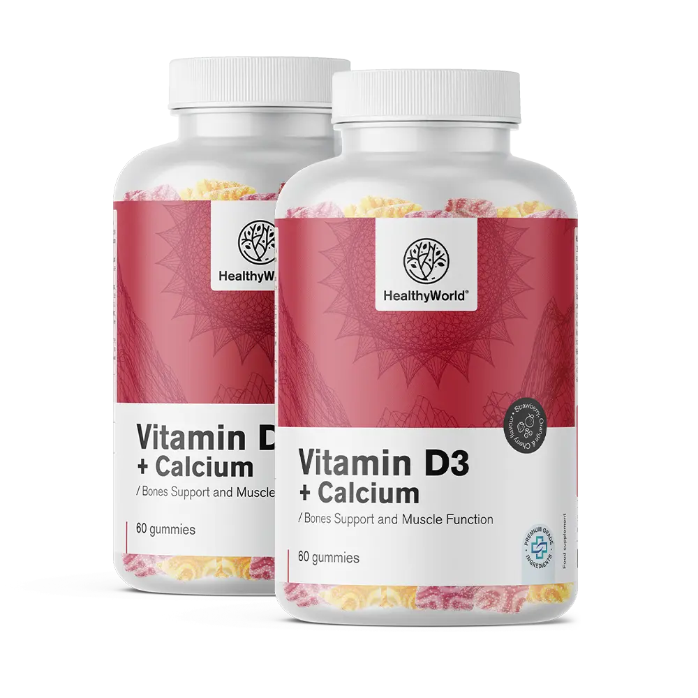 Vitamín D3 + Vápnik v želéových cukríkoch.