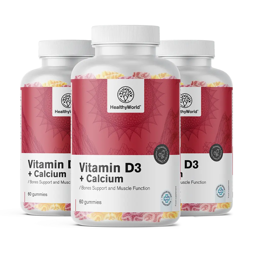 Vitamín D3 + Vápnik v želéových cukríkoch.