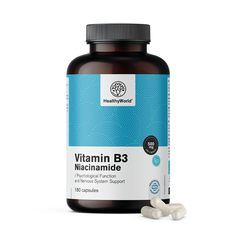 Vitamín B3 500 mg vo forme kapsúl.