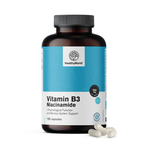 Vitamín B3 500 mg – niacínamid, 180 kapsúl