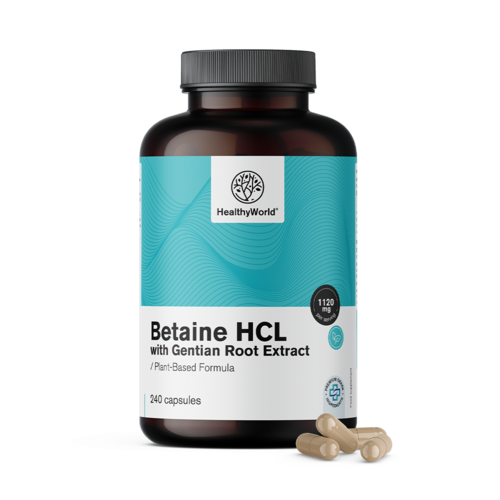 Betaín HCL 1120 mg, 240 kapsúl