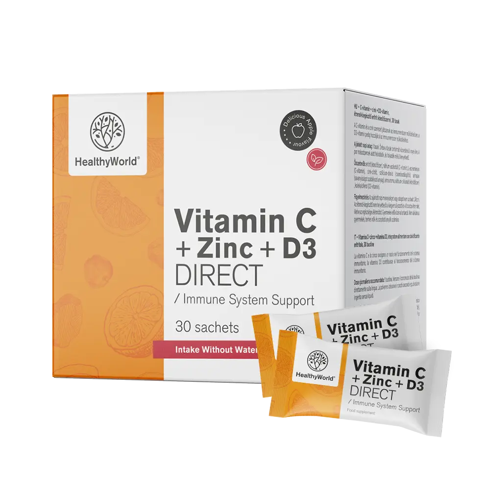 Vitamín C 500 + Zinok + D3 PRIAMO s príchuťou jablka