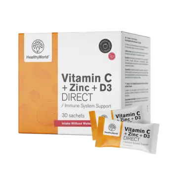 Vitamín C 500 + Zinok + D3 DIRECT, 30 vrecúšok
