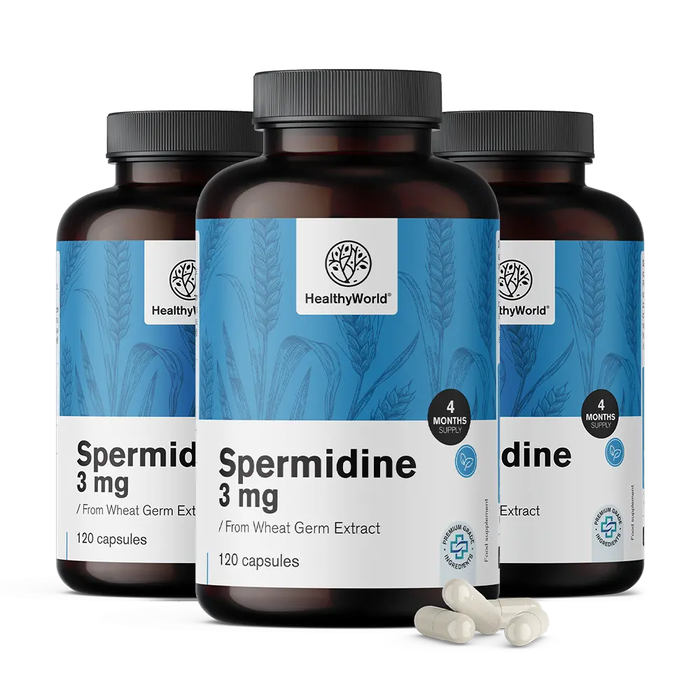 Spermidín 3 mg - z extraktu pšeničných kalčíkov.