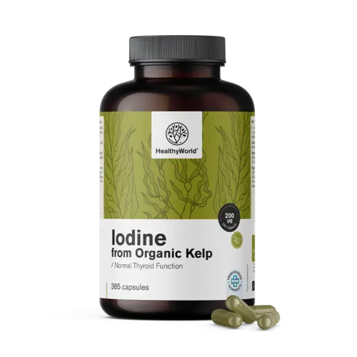 Prírodný jód 200 µg - z BIO riasy kelp, 365 kapsúl