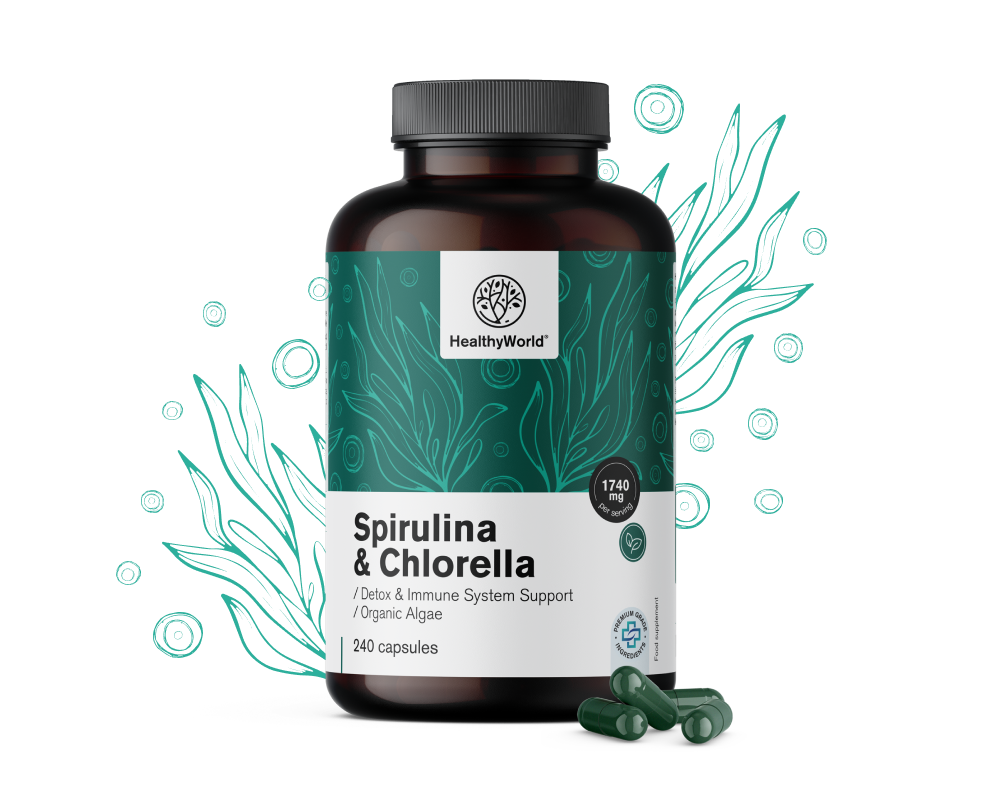 Spirulina a chlorella 1740 mg