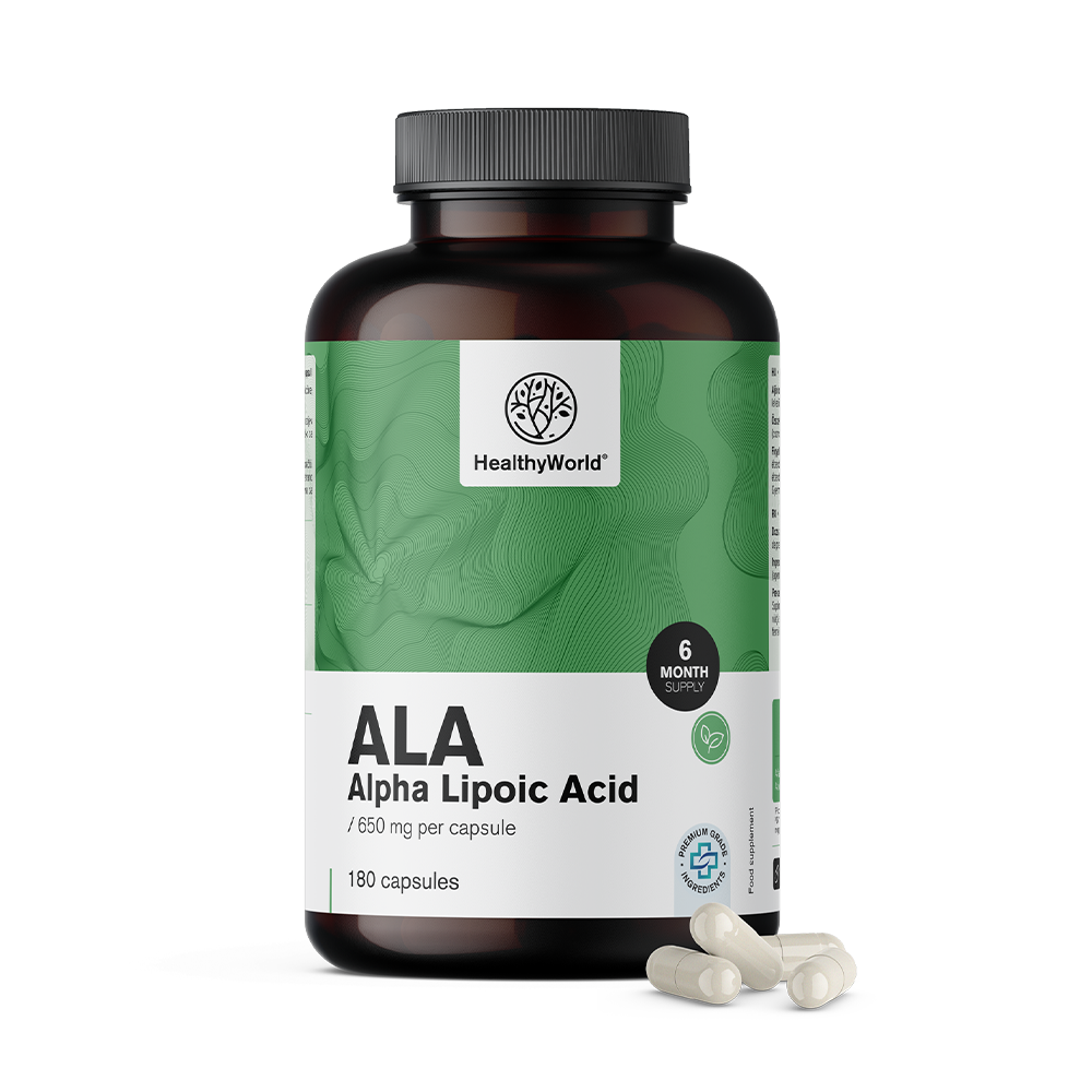 ALA - alfa lipová kyselina 650 mg.