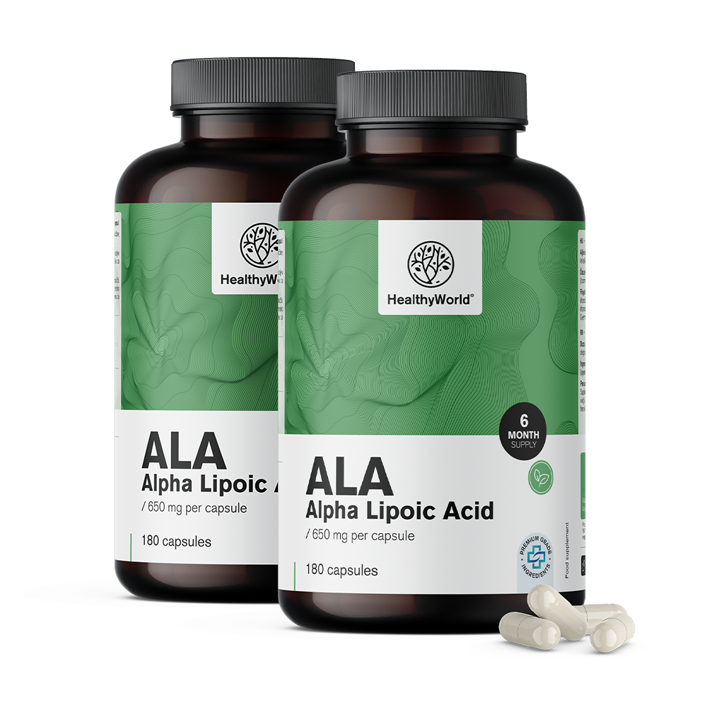 ALA - alfa lipová kyselina 650 mg.