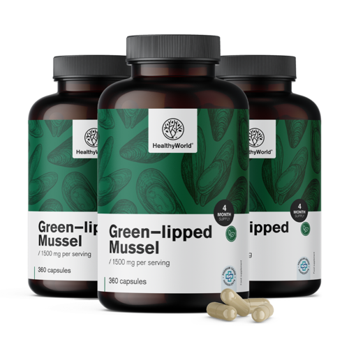 3x Mušľa zelenoústa 1500 mg, spolu 1080 kapsúl
